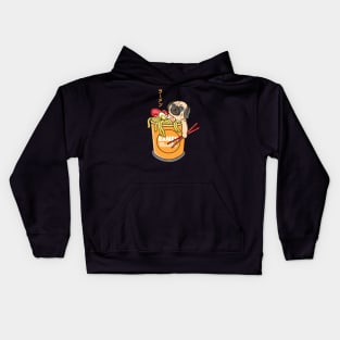 Pug Loves Ramen Noodles Kids Hoodie